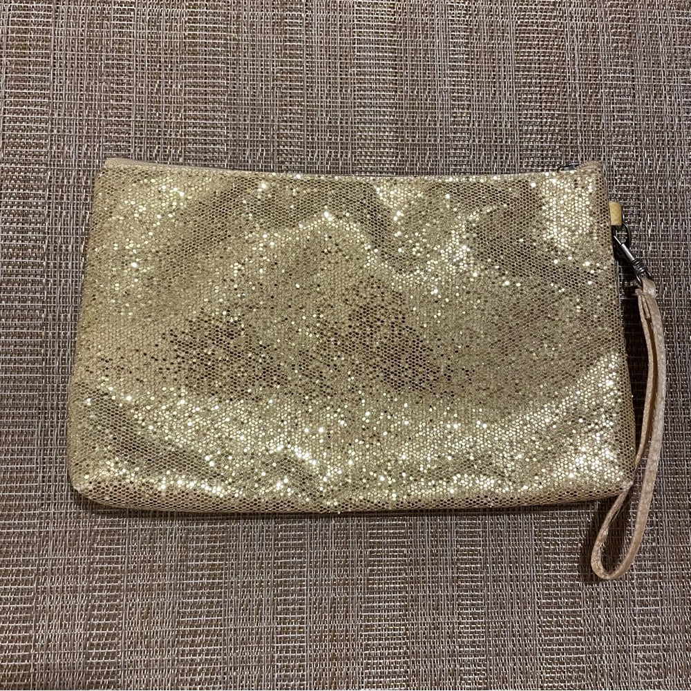 Gold glitzy wristlet